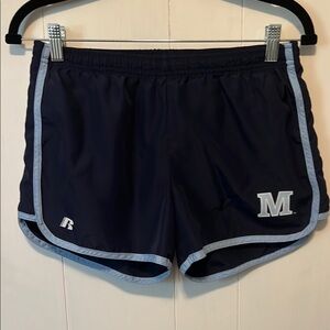 Russell Athletic Blue Athletic Shorts with Curved Hem